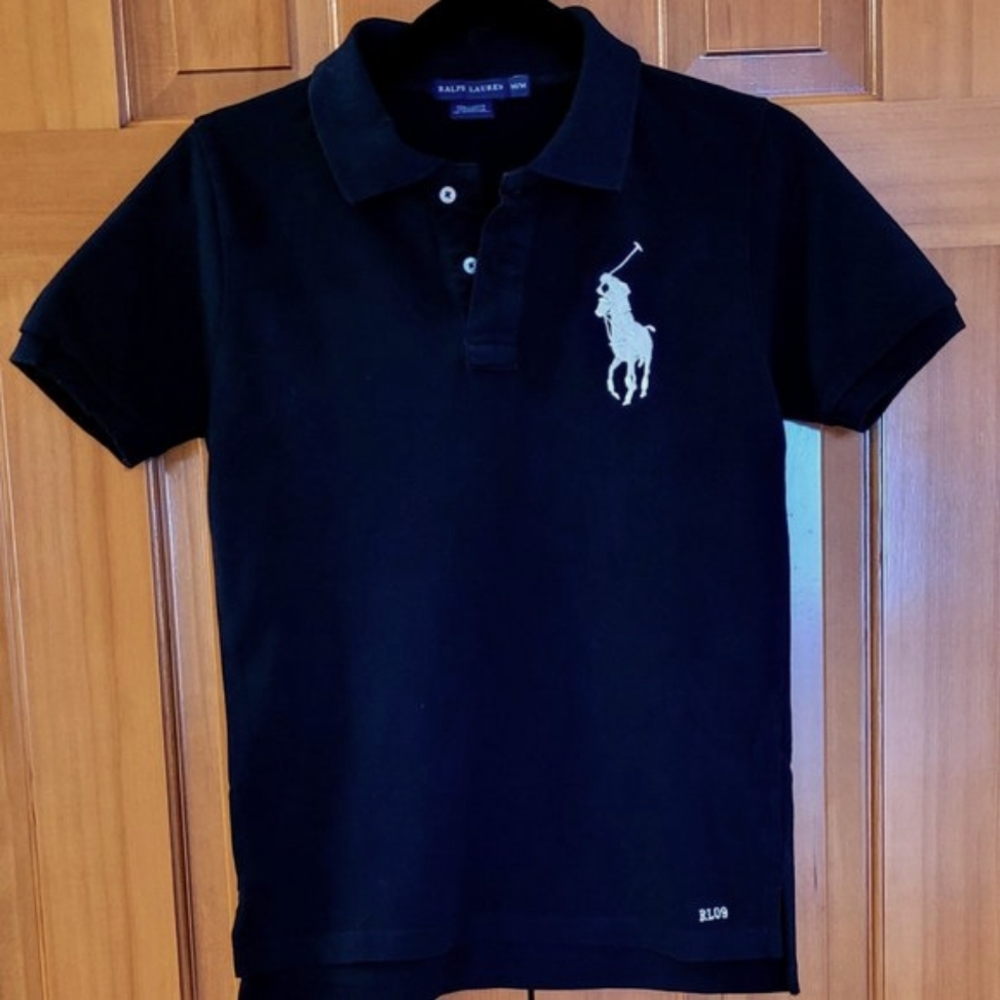 Ralph Lauren White Polo Player Polo Shirt - Black